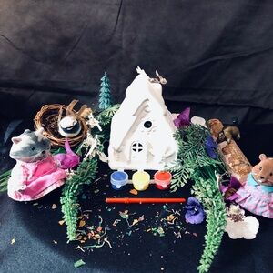 Unpainted Ceramic Fairy House with Paint Set.